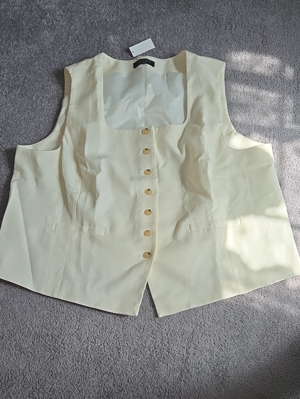Talbots Cream Button-Front Women's Vest, 2X